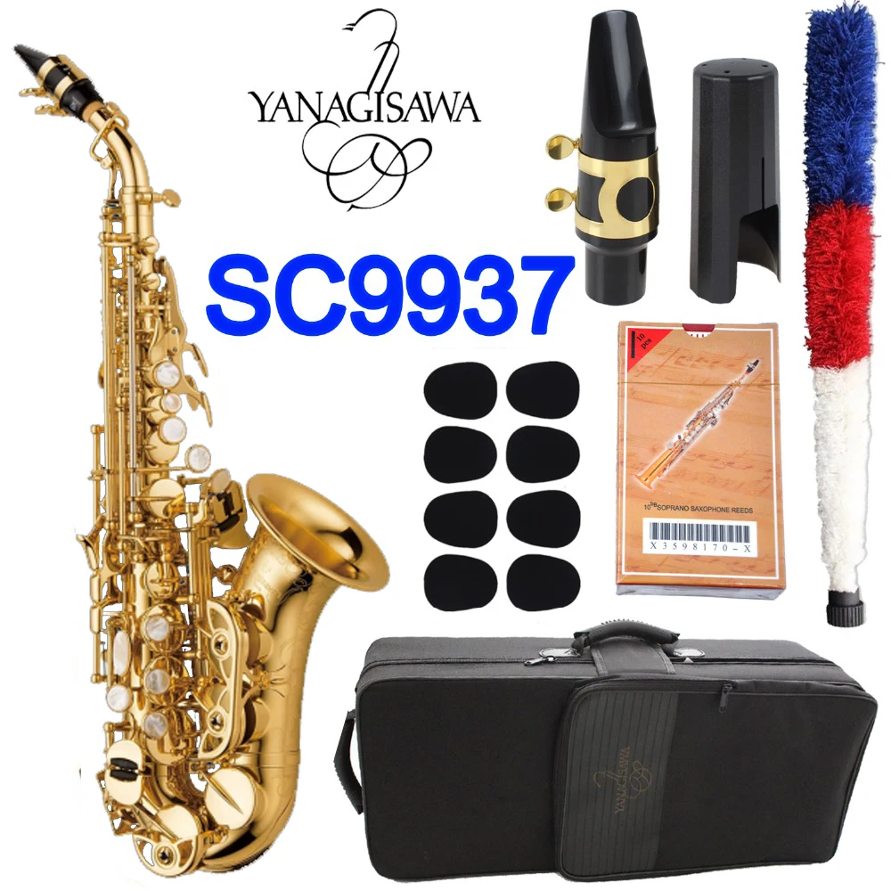

New Curved Soprano Saxophone YANAGISAWA SC-9937 B Gold Lacquer Sax soprano professional musical instruments with mouthpiece