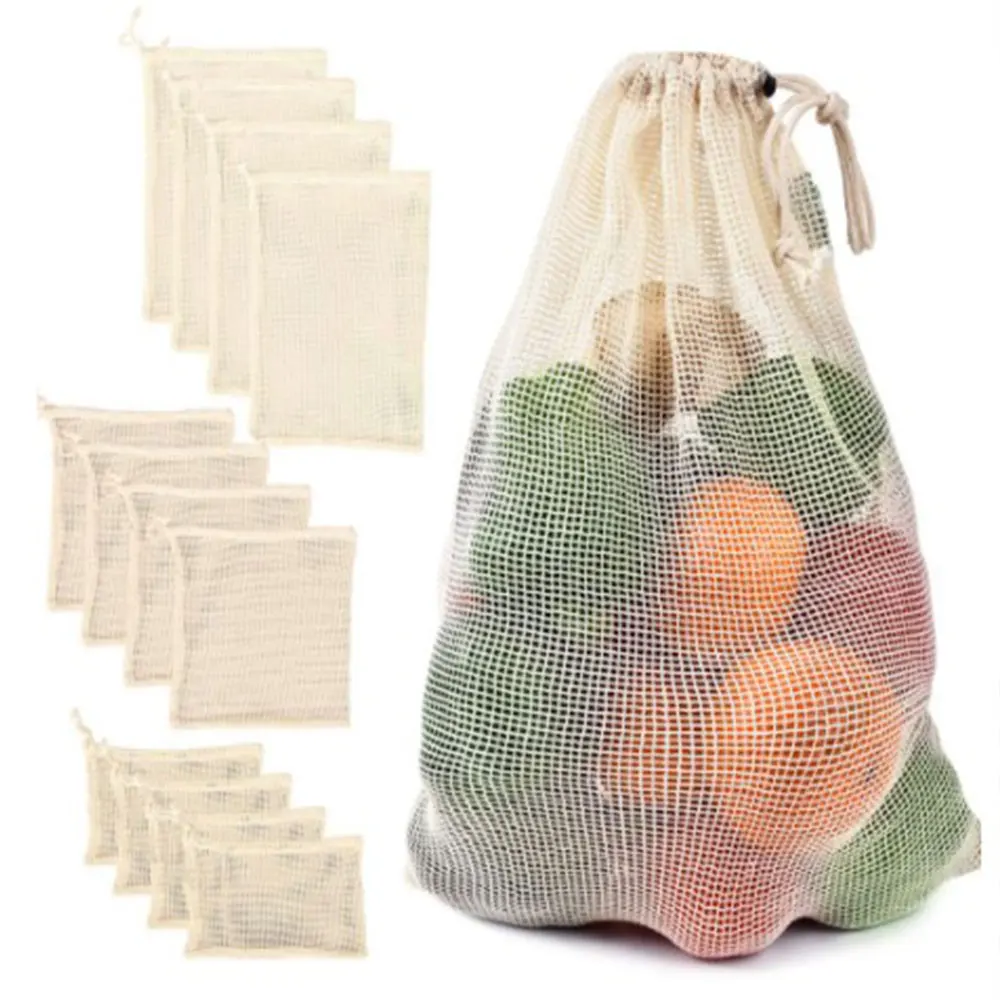 

Green supermarket shopping cotton net bag string string mouth fruit and vegetable bags