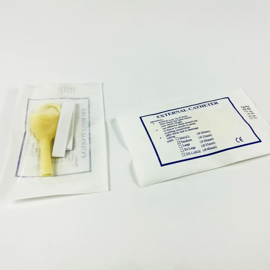 20 pcs 25mm/30mm disposable male latex urinary sleeves incontinence urinary tract paste urine Condom Drainage