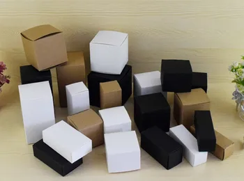 

50pcs Brown/White/Black blank Kraft Paper Box for Cosmetic valves tubes Craft Candle Gift Packing Boxes gift box
