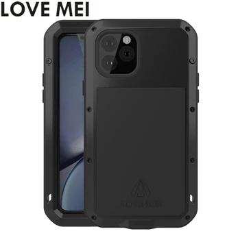 

LOVE MEI Powerful Case for iPhone 11 Pro Max Case Heavy Duty Shockproof Shell Quality TPU & Hard Metal Cover & Toughened Glass