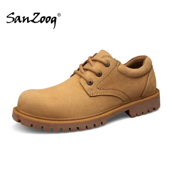 

Spring Autumn Nubuck Waterproof Genuine Leather Outdoor Casual Mens Shoes Low Thick Soles Hard-Wearing Work Shoes Plus Size 49s