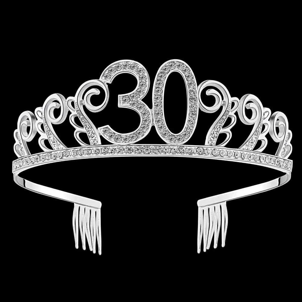 Кристалл день рождения тиара Принцесса Корона волос ювелирные изделия Аксессуары для 16-100th День рождения Свадебная церемония, вечеринка поставщик - Окраска металла: B-30