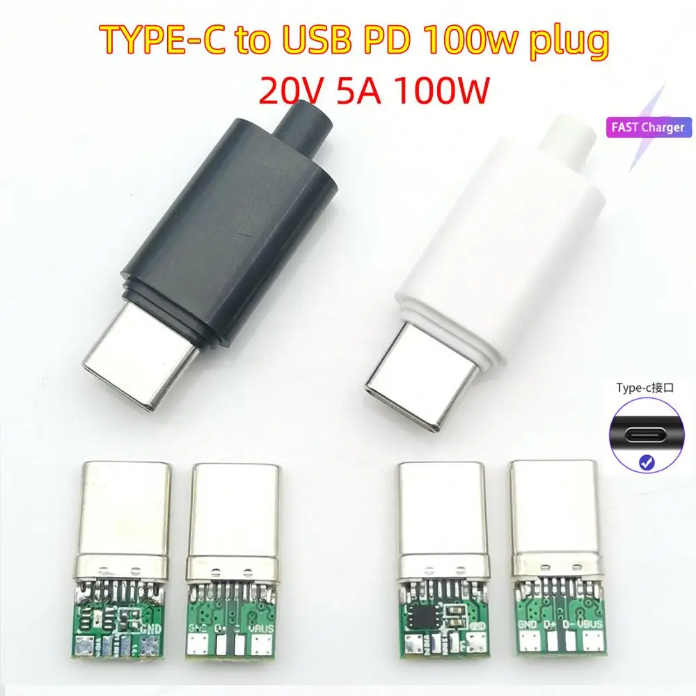 Cabo de Carregamento Rápido Adaptador de Dados de Alimentação com Estojo 100w 20v 5a Fio de Solda tipo Usb c para Tipo-c pd Plug