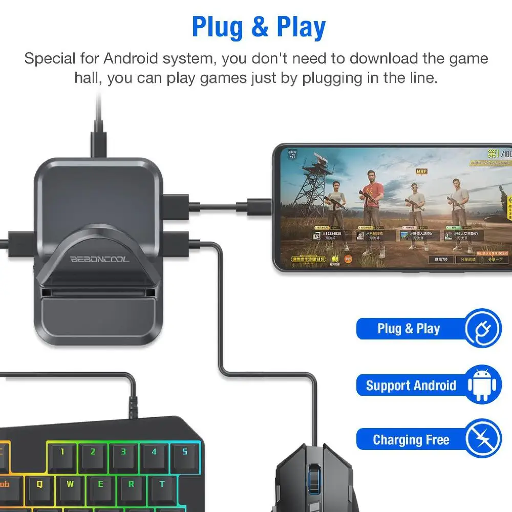  Pubg Mobile Gamepad Controller Gaming Keyboard Mouse Converter For Android IOS Phone to PC Bluetoot
