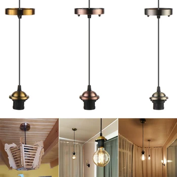 

E27 Lights Interior Chandelier with Ceiling Chandelier Craft Screw Ceiling Rose Lamp PVC Fabric Flex Lamp AC110V Lighting Kit