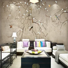 Обои на заказ в китайском стиле, ручная роспись, цветы и птицы, слива, стена-высококачественный водонепроницаемый материал