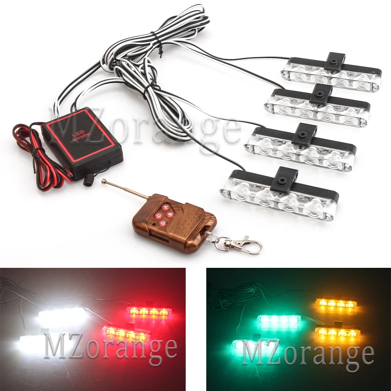 

4x4 led police lights led strobe lights on a car LED strobe lights wireless remote fso flash in car police light police flashes