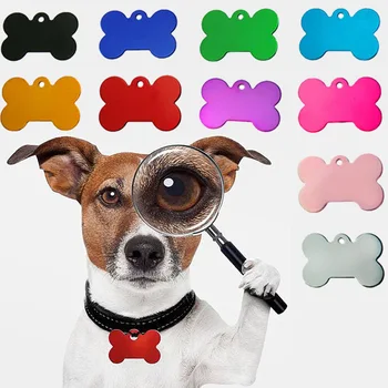 

100Pcs Free Engraving Pet Dog ID Tags Personalized Customize Cat Name Tag Custom Metal Bone Nameplate Pendant Collar Accessories