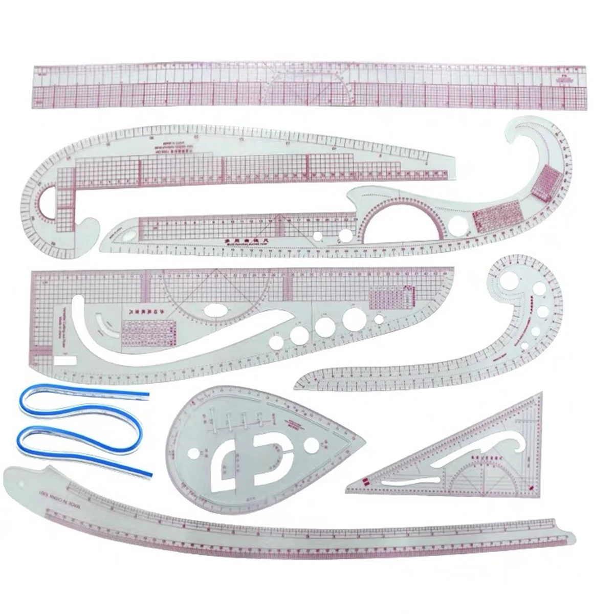 US $29.99 9pcsSet Curve Sew Dressmaking Metric Ruler Multifunction Sewing Drawing Ruler Tailor Measuring Sewing DIY Tool Set