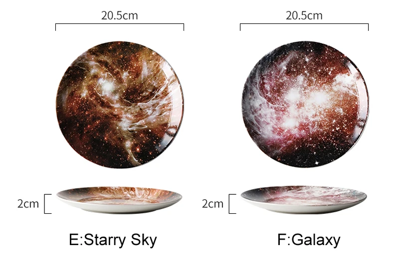 8 дюймов керамическая Звездная Вселенная пейзаж обеденная тарелка десерт фруктовый торт тарелка стейк хлеб обеденные тарелки наборы кухонная посуда