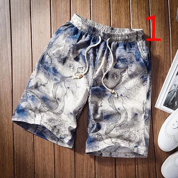 

Casual beach pants men's tide brand loose large size plus fertilizer thin section summer linen shorts trend wild