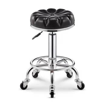

Modern Brief Bar Chair Beauty Stool With Wheels Petal Shape Seat Bar Stool Household Rotating Lift Chair Manicure Beauty Stool