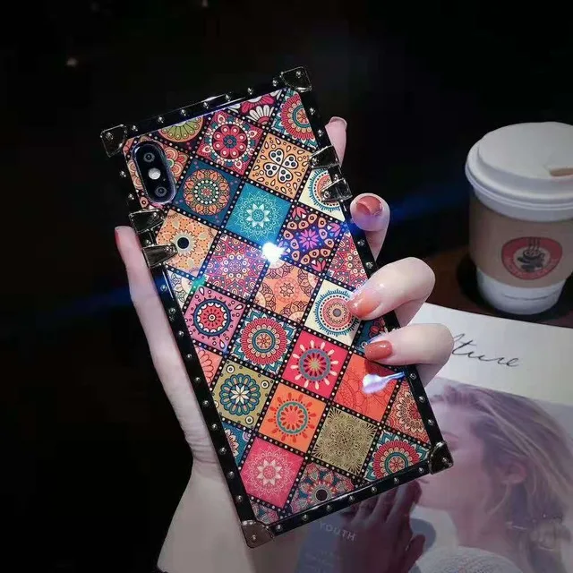 Note 10 Pro роскошный голубой луч цветок Роза квадратная подставка чехол для телефона для iphone 11 Pro Max 6 6S 7 8 Plus X XR XS MAX для samsung - Цвет: 3