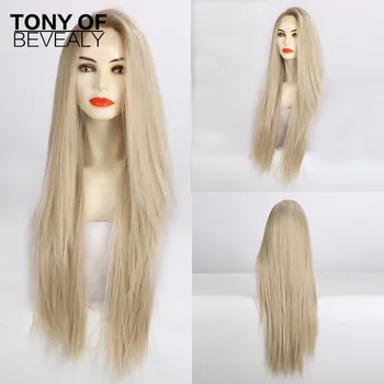 

Long Blonde Straight Lace Front Synthetic Wigs High Density Layered Lace Wigs for Women Cosplay Wigs Heat Resistant Fiber Wigs