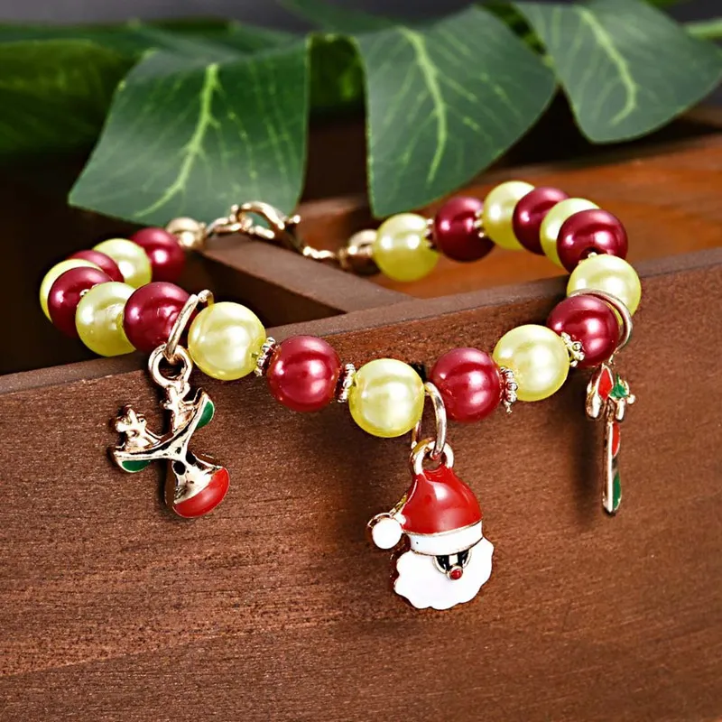Christmas bracelets Cute Beads elk Snowman snowflake bracelet bell socks santa bracelets christmas gifts