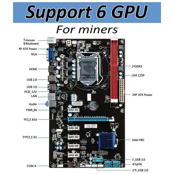 

6 GPU 1150 H81BTC 6PCIE Mining Motherboard For ETH Bitcoin Miners High Quality Replacement Mining Motherboard