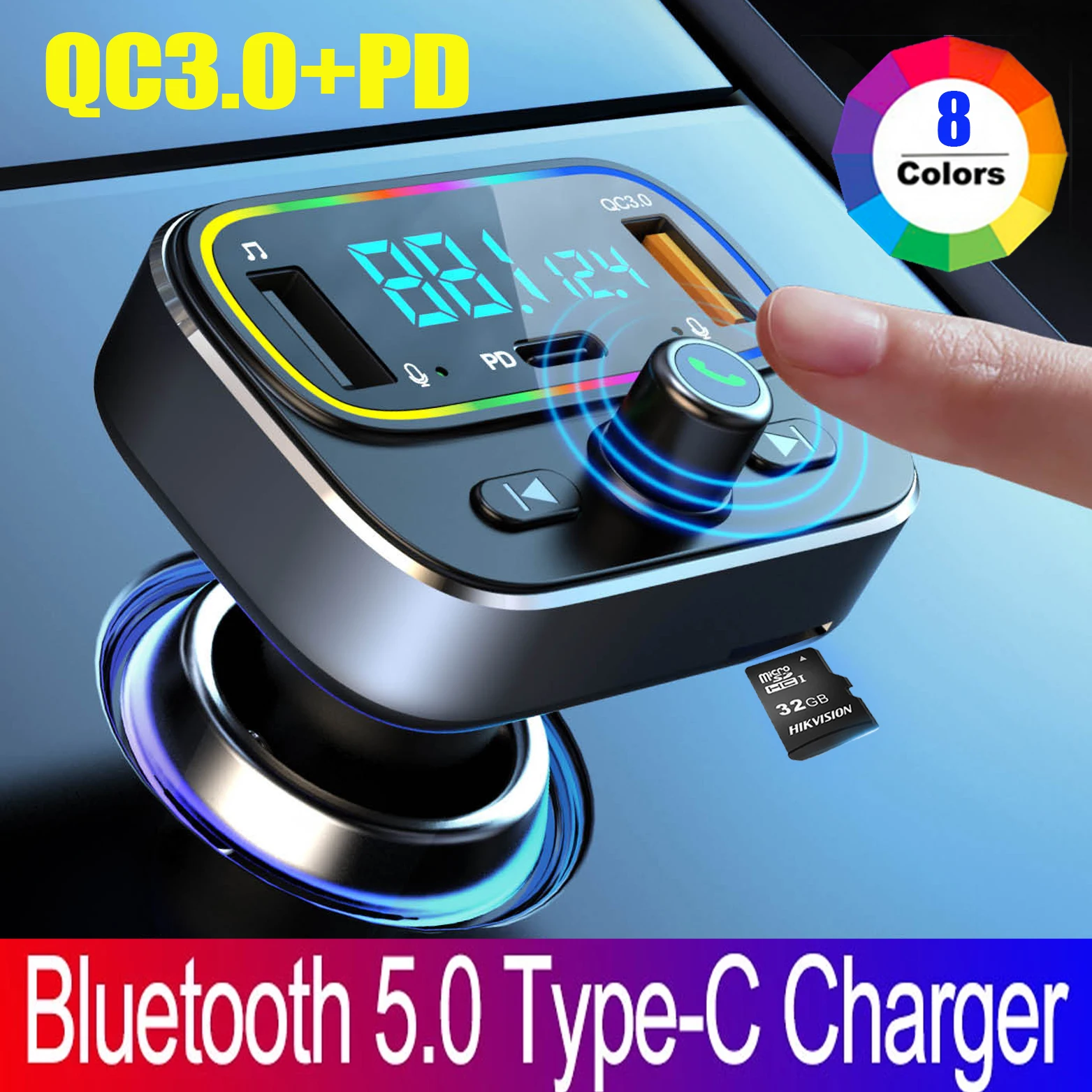 

FM-трансмиттер автомобильный с поддержкой Bluetooth 5,0 и быстрой зарядки