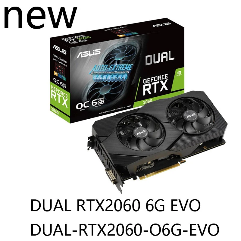 Video card DUAL rtx 2060 O6GB EVO NVIDIA ASUS GDDR6 14000MHz 192bit gpu computer