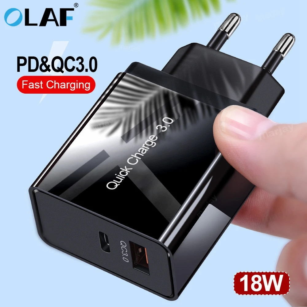 Олаф 18 Вт PD USB зарядное устройство Quick Charge 4,0 PD 3,0 быстрое зарядное устройство US EU переходник супер зарядное устройство для iPhone 11 X XR XS 8 Xiaomi Mi 9