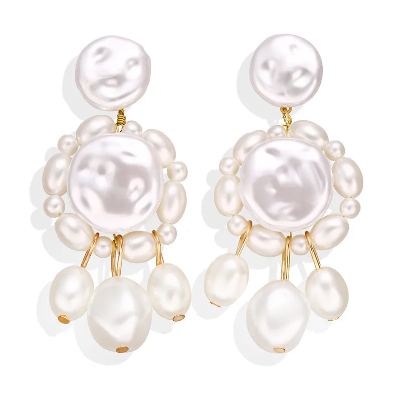 17KM Boho Geometric Pearl Crystal Dangle Earrings For Women New Design Fashion Drop Earring Metal Statement Vintage Jewelry - Окраска металла: CS5117