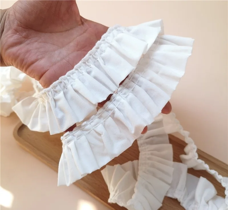 2Meter/lot 4cm White Curtain Trimmings Pleated Cotton Cloth Fold in Half Lace Collar Ribbon Trim DIY Clothing Dresses Decor X695