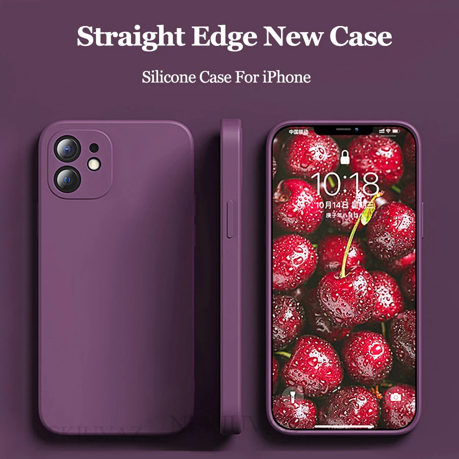 Case For iPhone 12 Pro Max Mini 11 XS X 7 8 Plus SE 2020 New Color Soft Silicone Square Phone Cover | Мобильные телефоны и