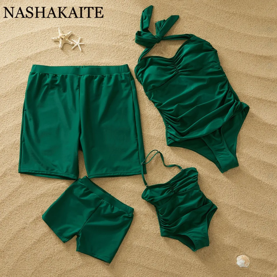 NASHAKAITE, Специальный семейный купальник, пуш-ап, купальный костюм для мамы и дочки, мужские шорты для пляжа, семейный образ, купальный костюм для мамы и дочки