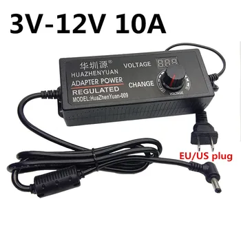 

3-12V 10A EU US plug Adjustable AC to DC Universal power adapter with display screen voltage Regulated power supply adatpor