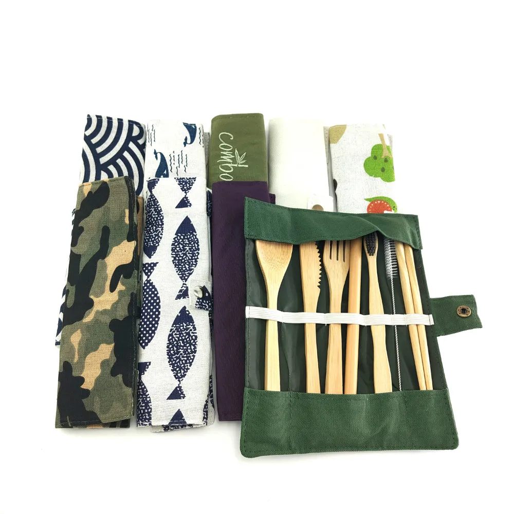 Дорожная бамбуковая посуда с сумкой для переноски 7 шт./компл.|Столовые сервизы| |