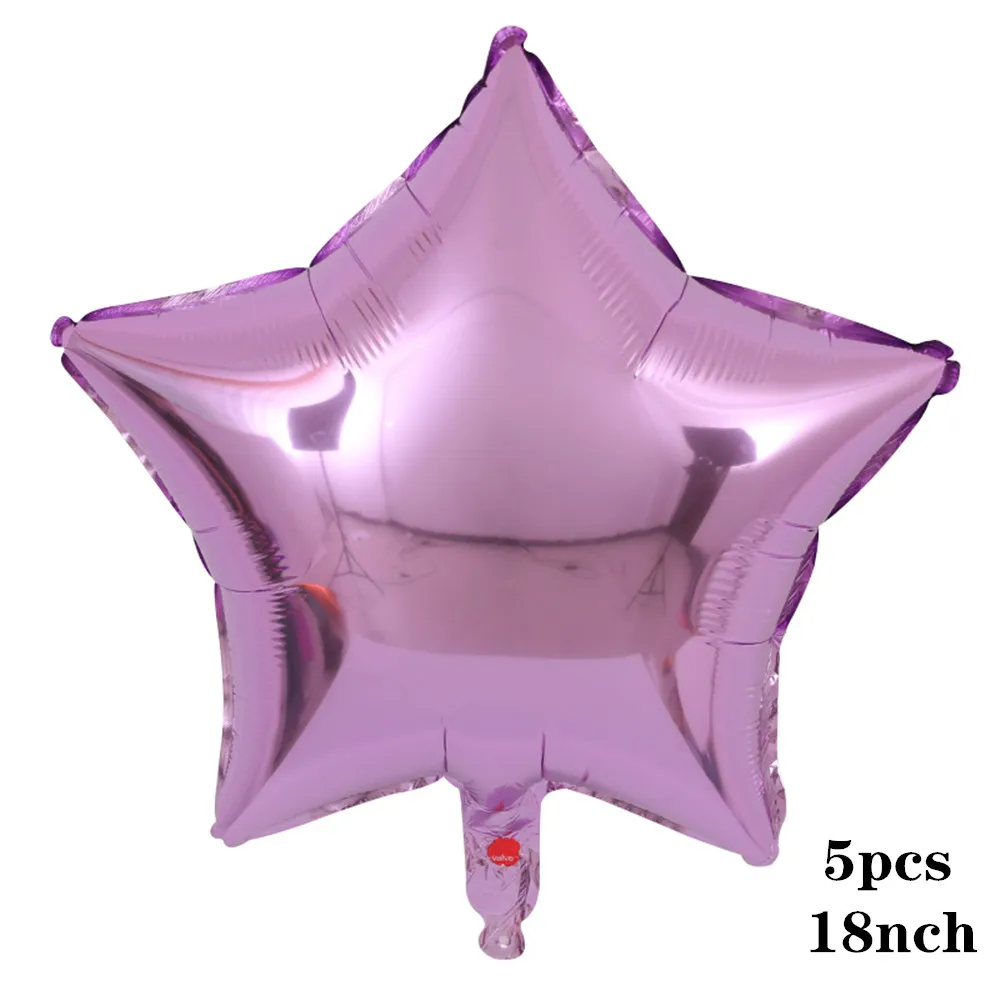 5pcs purple star 36 дюймов Серебряный воздушный шар "Конфетти" розовый белый латексный шар Серебряный романтическая тема Свадьба День Рождения Вечеринка украшения princes baby sho - Цвет: 5pcs purple star