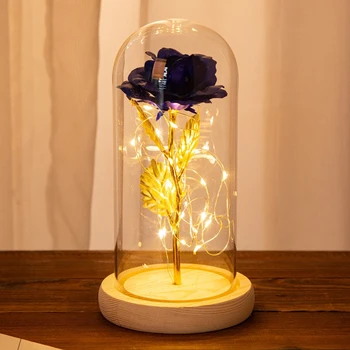 

Eternal Flower Rose in Flask Wedding Decoration Artificial Flowers in Glass Cover for Valentine's Day Gift