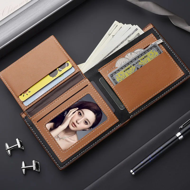 

Short wallet men's new retro money wallet hinge multi-card position zipper card holder multi-card position casual coin purse