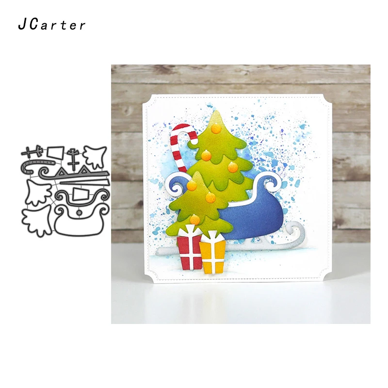 

JC Metal Cutting Dies Scrapbooking Gift Tree Sled Merry Christmas Die Cut Card Make Stencil Craft Model Album Decoration Dies