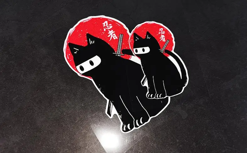 반사 고양이 Ninjia 일본 자동차 스티커 고양이 일본 레드 일 스티커 오토바이 레이싱 데칼 비닐 트럭 밴 노트북