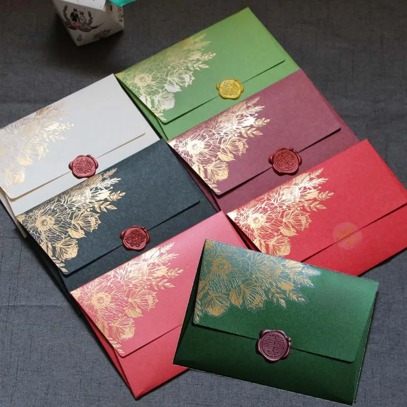 

40pcs/lot New High Grade Pearl Paper Envelopes 125mmX175mm European Bronzing Pattern Envelope Bag
