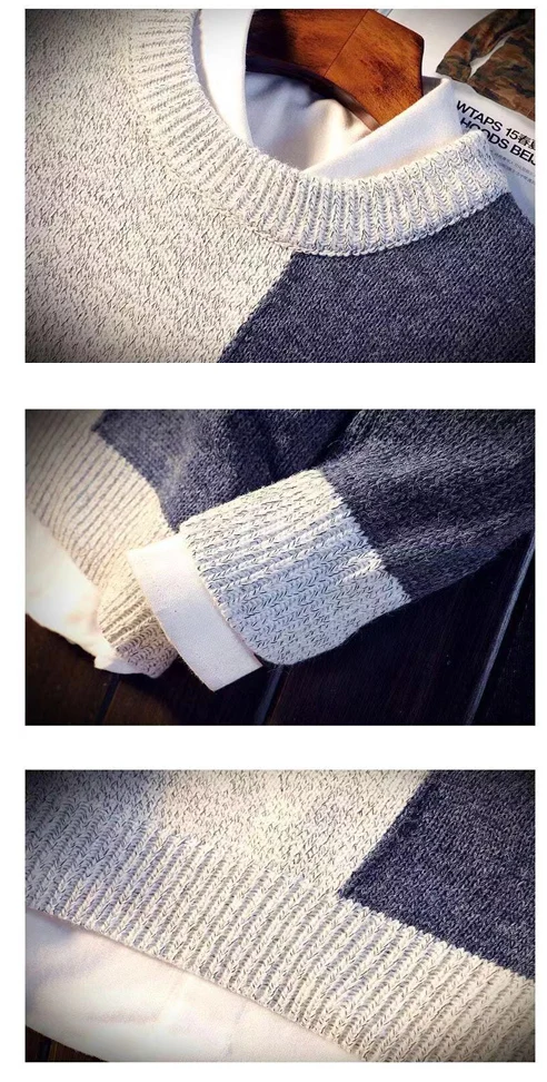 Men's Long-sleeved Sweaters Splice Autumn Winter Pullover Sweater for Men Round Neck Sweater Mixed Color Youth Fashion Trend New Men's Long-sleeved Sweaters Splice Autumn Winter Pullover Sweater for Men Round Neck Sweater Mixed Color Youth Fashion Trend New