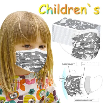 

50 Pcs Kids Disposable Face Mask Fashion Print Non-Woven 3 Layer Face Masks For Germ Protection Mascarillas Child Flag Bandana