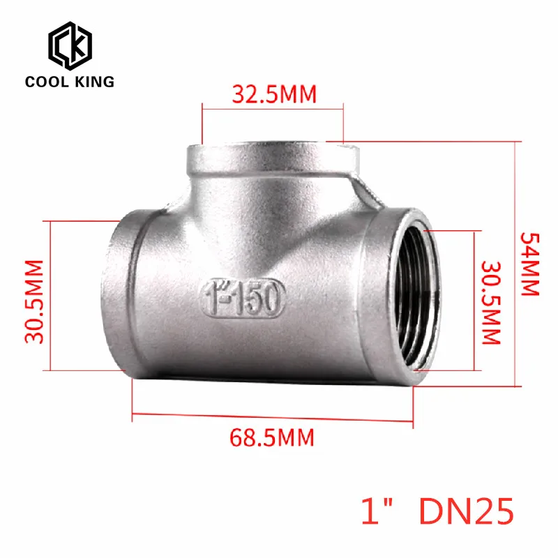 Pipe Fitting BSP male + male + Female Threaded 3 Way Tee 1/4" 1/2" 3/4" 1" 1-1/4" 1-1/2" 304 Stainless Steel
