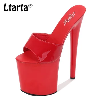 

LTARTA Lacquer Leather Sexy Platform Pumps High Heels Sexy Waterproof Platform Super High Sandals Women's Summer LFD