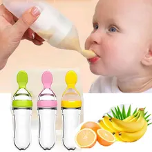 Biberón con cuchara de silicona para niño pequeño, botella para alimentar, alimentador con gotero, cubiertos, utensilios y accesorios de bebé y recién nacido