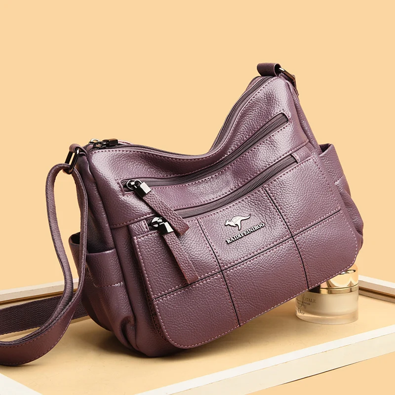 

Plaid Shoulder Bags for Women 2020 Chic Luxury Soft Leather Female Crossbody Messenger Bag Large Portable Lady Hobo Handbags Sac