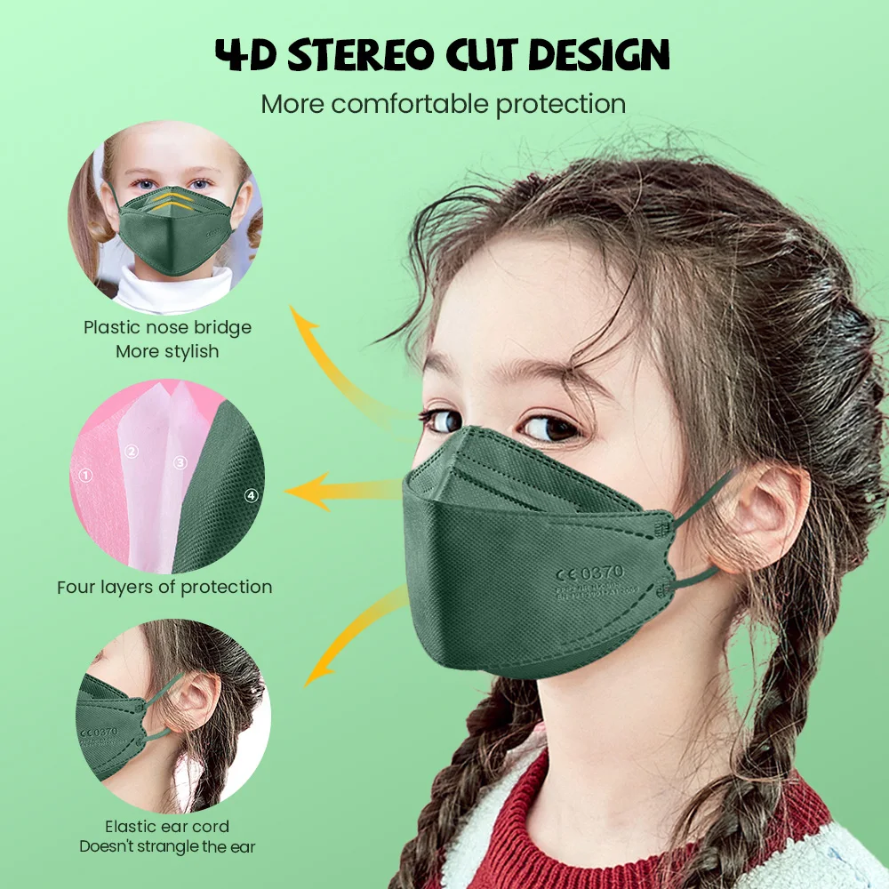 mascarillas fpp2 niños CE FFP2 face Masks Children KN95 4 Layers Filter Protective mask mascarilla fpp2 homologada Kids mask 5