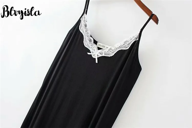 Blvyisla 5XL комбинезон ночная рубашка сексуальное кружевное платье с v-образным вырезом из модала эластичное удобное дышащее платье на бретелях ночная рубашка одежда для сна