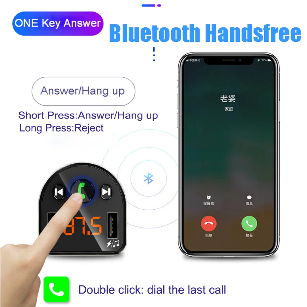 JINSERTA Bluetooth 5,0 Handsfree беспроводной fm-передатчик lcd MP3-плеер USB зарядное устройство автомобильные аксессуары дропшиппинг