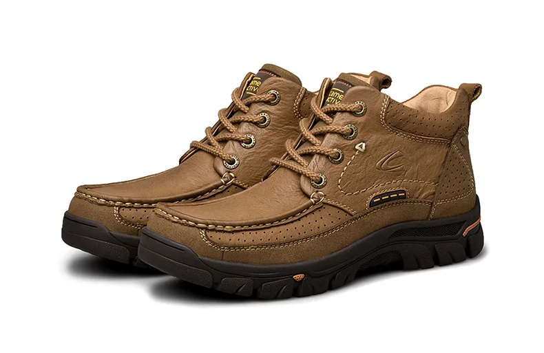Camel Active New Winter Men's Shoes Warm Genuine Leather Outdoor Hiking Men Boots Non-slip Soft Men's Cotton Snow Boots