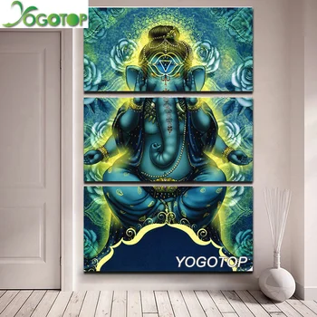 

3pcs set,Diy 5D Diamond Painting cross stitch Hindu god Lord Ganesha painting,Diamond Embroidery mosaic canvas home decor ML815