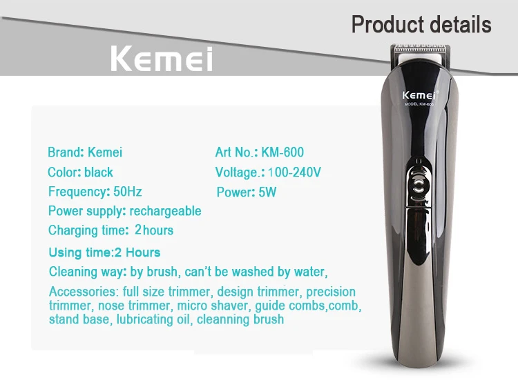100-240 В kemei 6 в 1 триммер для волос титана машинка для стрижки волос электрическая бритва триммер Бритва для бороды режущий мужской триммер для носа