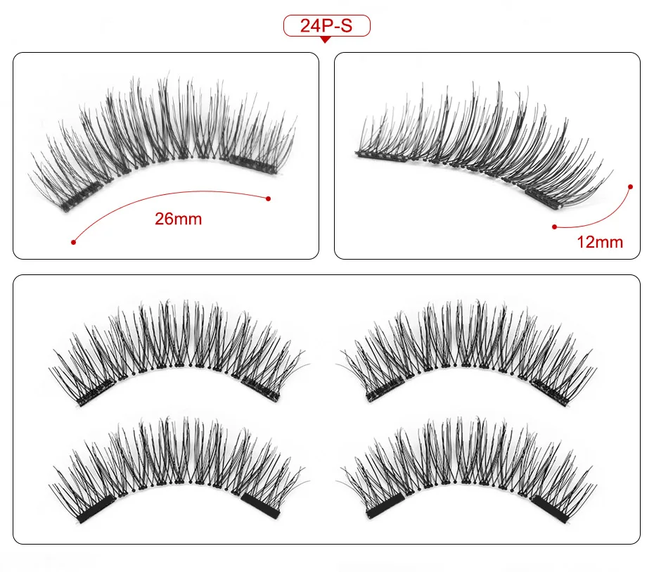 4 шт./пара Магнитные ресницы 3D Магнитные ресницы мягкие натуральные длинные волосы магнитные накладные ресницы на магните накладные ресницы для наращивания - Цвет: 24P-S