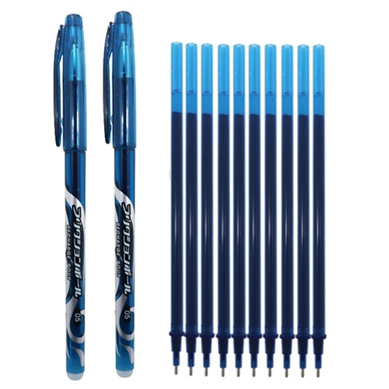 12 pcs ink blue C 12 шт./лот, набор стираемых гелевых ручек 0,5 мм, Волшебная моющаяся ручка, стираемая ручка, стержень, школьные канцелярские принадлежности, инструменты для письма, подарки - Цвет: 12 pcs ink blue C